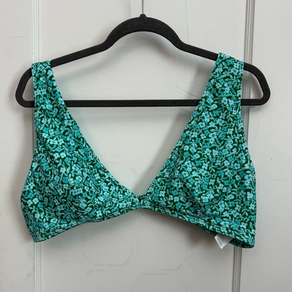 Aerie Teal Floral Triangle Bikini Top Size XXL - Picture 1 of 7